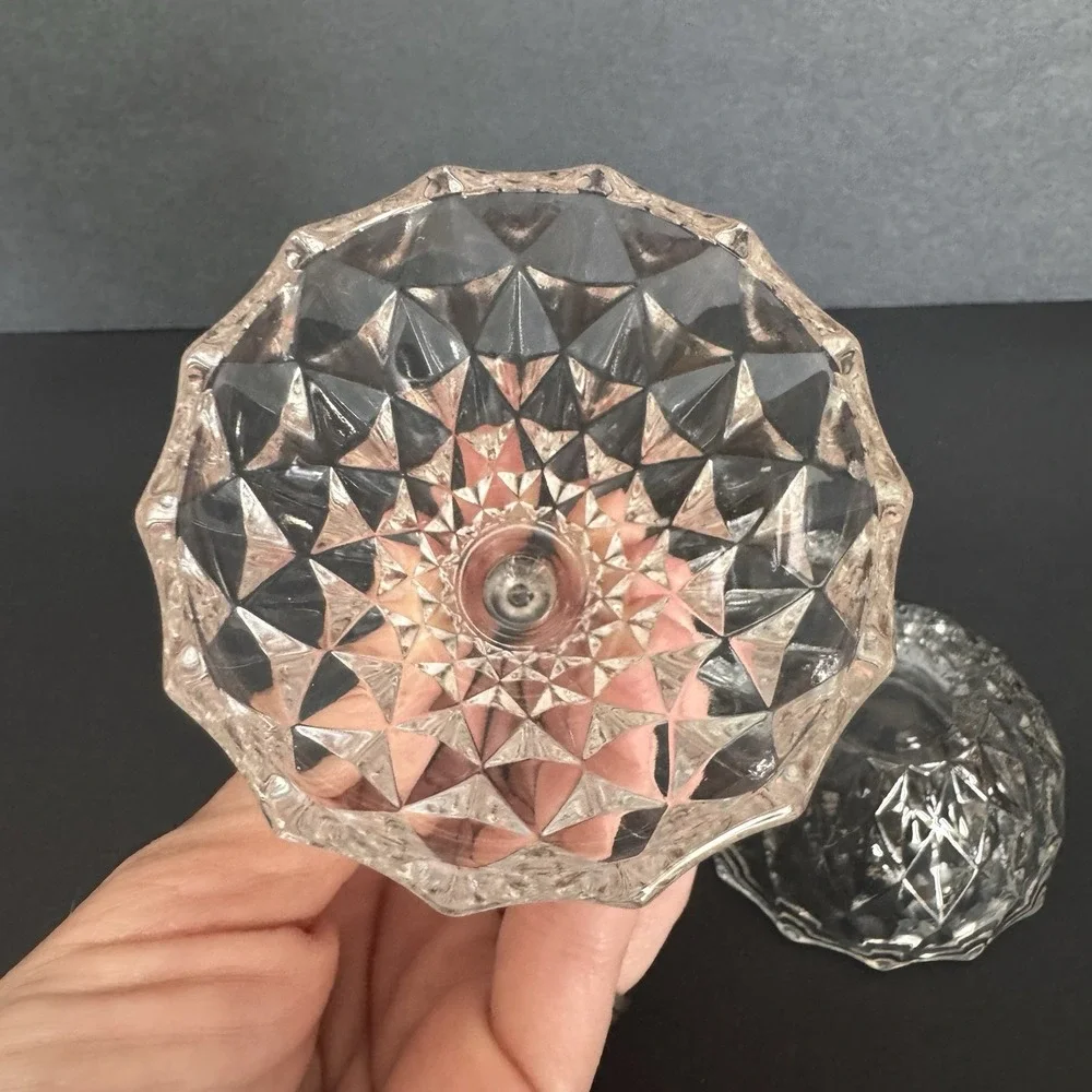 Vintage Crystal Pear Trinket Jewelry Dish Small Glass Container With Lid 4 1/4
